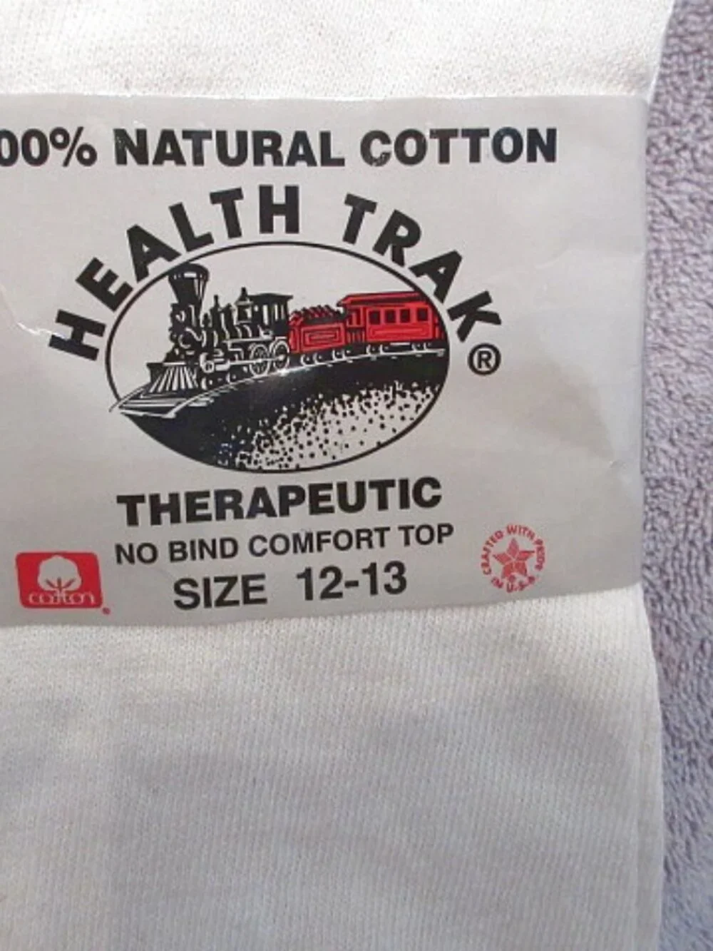 Vtg 100% Cotton Socks Mens 12-13 Therapeutic 12 Pairs Boot Natural USA Made NEW